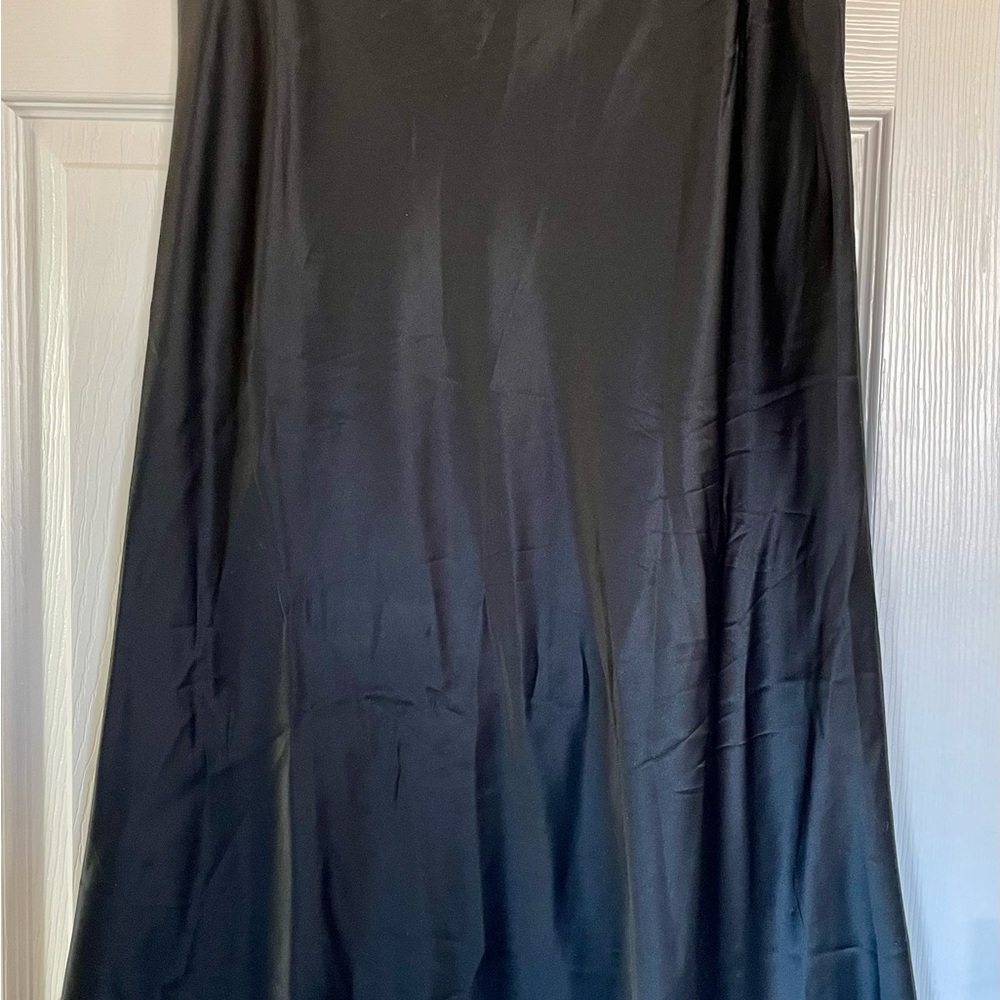 Quince Classic Black Silk A-Line Skirt